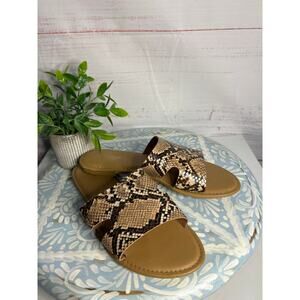 West Loop Brown Snakeskin Slip On Sandals Women's US Size 7/8